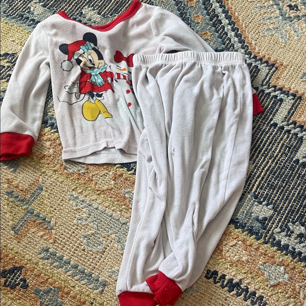 Disney White and Red Minnie Mouse Holiday Pajama Set
